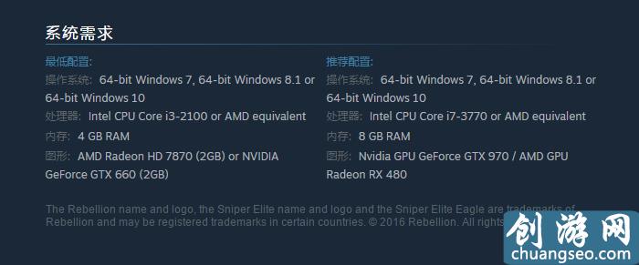 《狙擊精英4》手游最新公布硬件配置要求：推薦i7-3770、RX 480